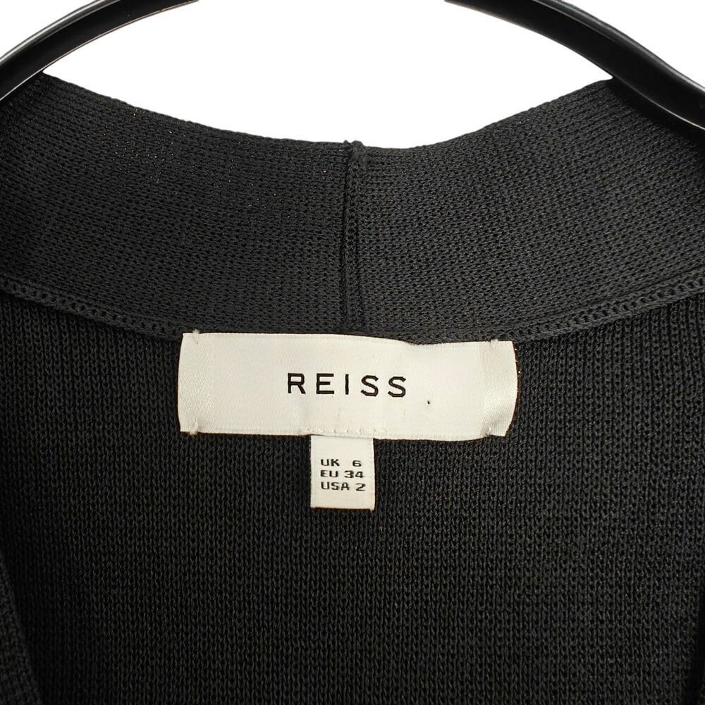 Reiss Cedrica Plisse Midi Dress Size 2 Black & White Stretch Chic Career Dinner - Picture 7 of 10